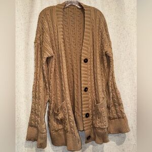 Cozy Cable Knit Cardigan Sweater - Brown
